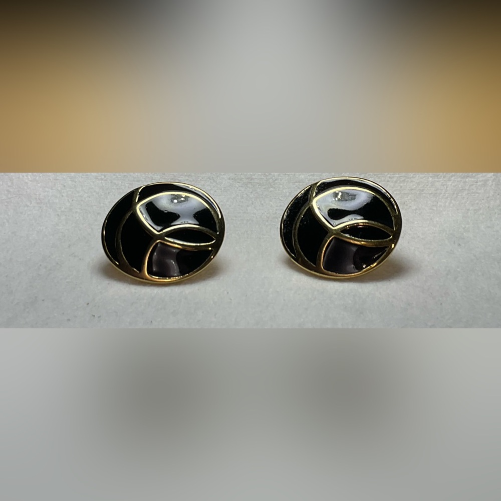 Vintage Monet earrings gold/black